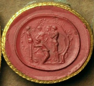 Knieende Frau vor einer Herme (Daktyliothek, Das Alterthum nach Lippert und Visconti)