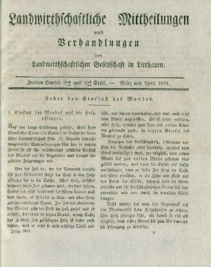 Zweiten Bandes 3tes und 4tes Stück. - März und April 1831.