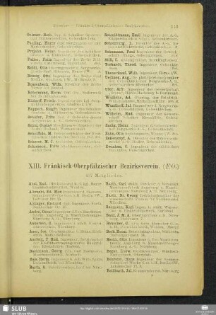 XIII. Fränkisch-Oberpfälzischer Bezirksverein.