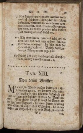 Tab. XIII. Von denen Brüsten.