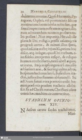 Stabulum Opinionum. XIV.