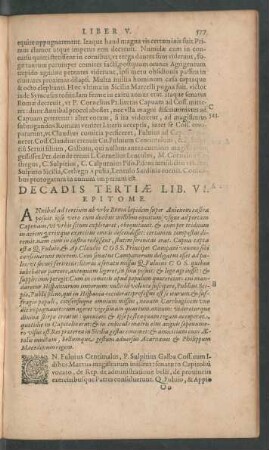 Decadis Tertiae Lib. VI. Epitome.