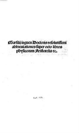 Abbreviationes super octo libro Physicorum Aristotelis