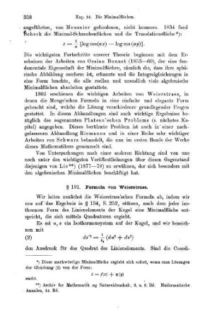 § 191. Formeln von Weierstrass.