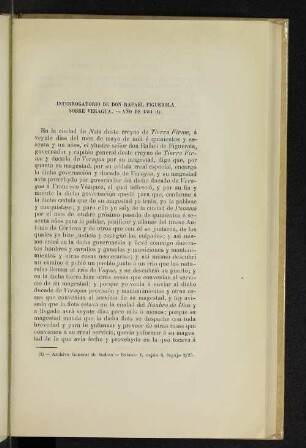 Interrogatorio de don Rafael Figuerola sobre Veragua. - Año de 1561 (1).