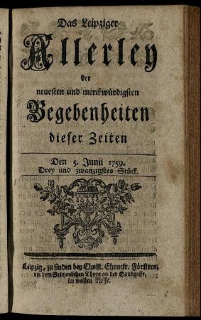 Den 5. Junii 1759. Drey und zwanzigstes Stück.