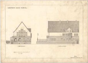 Billing, Hermann; Freiburg / Breisgau (Baden-Württemberg), Lessingstr. 14; Corpshaus Suevia - Vorderfassade (Ansicht); Seitenfassade (Ansicht)