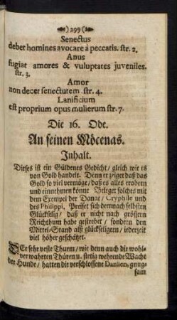 Die 16. Ode. An seinen Möcenas