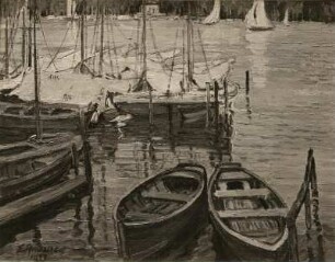 Segelboote : Segelboote. Ölgemälde (vor 1945; E. Andrae)