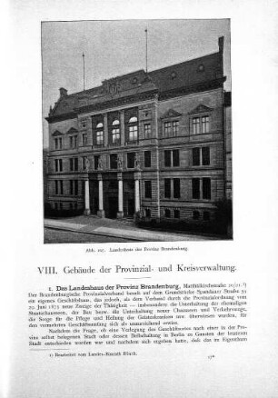 VIII. Gebäude der Provinzial- und Kreisverwaltung