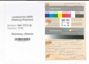 Entnazifizierung Albrecht Steinkamp , geb. 13.12.1898 (Tischler)