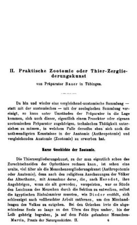 II. Praktische Zootomie oder Thier-Zergliederungskunst