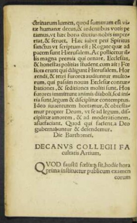 Decanus Collegii Facultatis Artium,