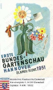 Hannover, 1951 April 21 bis Oktober 31 / 1. Bundesgartenschau, Reklame-Postkarte
