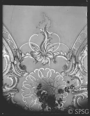 Potsdam, Neues Palais, Wohnung Friedrich II., Arbeitszimmer, R.: 210, Decke, Mittelrosette.