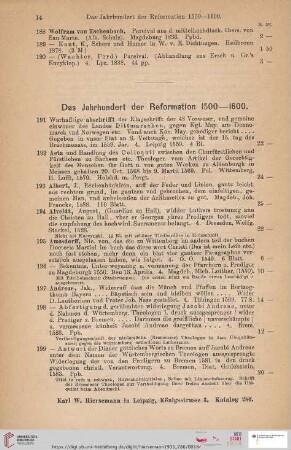 Das Jahrhundert der Reformation 1500-1600 (Nr. 191 - 389)