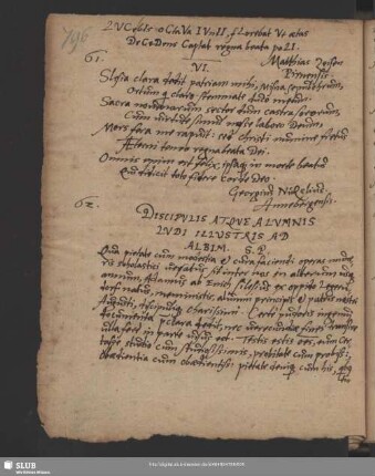 Nr. 62. Discipulis atque alumnis ludi illustris ad Albim S. P.