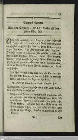 Viertes Kapitel. Von den Personen, die der Oberlausitzischen Lehen fähig sind