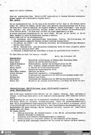 Gemeinsame Erklärung zum Giftmüllimport aus Westberlin