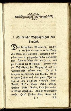 I. Natürliche Beschaffenheit des Landes.