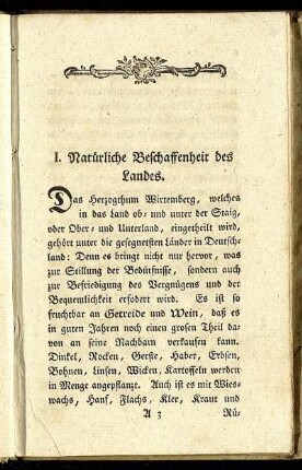 I. Natürliche Beschaffenheit des Landes.