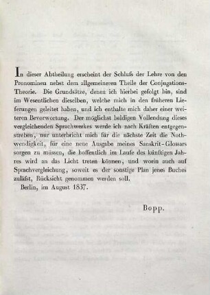 Vergleichende Grammatik des Sanskrit, Zend, Griechischen, Lateinischen, Litthauischen, Gothischen und Deutschen, Dritte Abtheilung