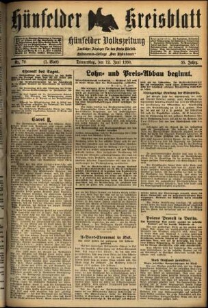 Erste Ausgabe vom Donnerstag, den 12. Juni 1930.