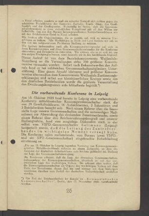 Die vorbereitende Konferenz in Leipzig