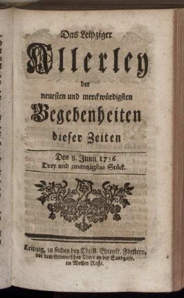 Den 8. Junii 1756. Drey und zwantzigstes Stück.
