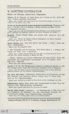 V. Goethe-Literatur (Nr. 423-674)