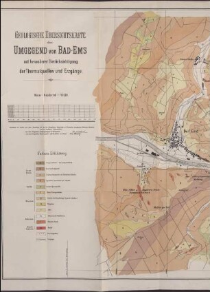 Geologische Übersichtskarte der Umgegend von Bad Ems : mit besonderer Berücksichtigung der Thermalquellen und Erzgänge