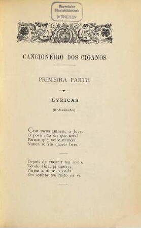 Cancioneiro dos ciganos : Poesia popular dos ciganos da Cidade Nova