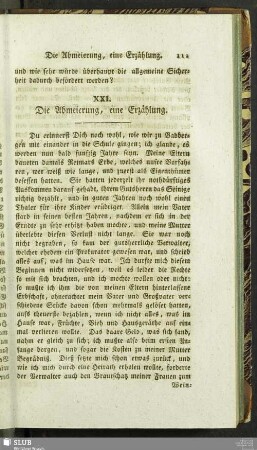 XXI. Die Abmeierung, eine Erzählung