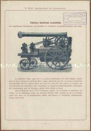 Fahrbare Hochdruck-Lokomobile