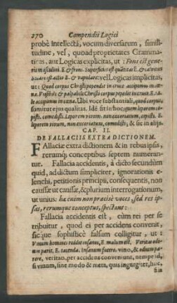 Cap. II. De Fallaciis Extra Dictionem.