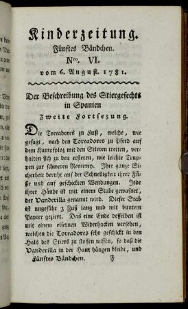 Nro. VI. vom 6. August 1781