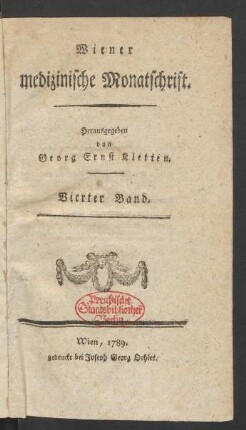 4. Band =10/12. Heft (1789): Wiener medicinische Monatsschrift