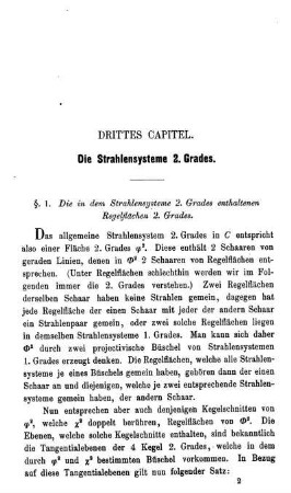 § 1. Die in dem Strahlensysteme 2. Grades enthaltenen Regelflächen 2. Grades.