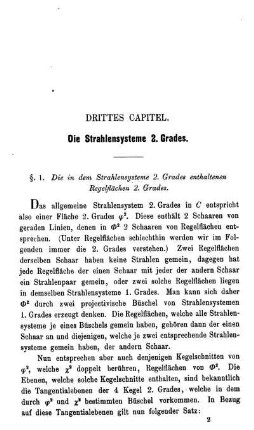 § 1. Die in dem Strahlensysteme 2. Grades enthaltenen Regelflächen 2. Grades.