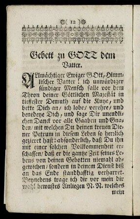 Gebett zu Gott dem Vatter.