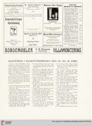 Auktionen i Kunstforeningen den 29. og 30. April