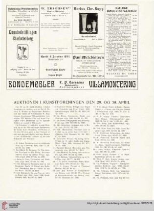 Auktionen i Kunstforeningen den 29. og 30. April