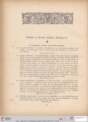 Arbeiten in Bronze, Kupfer, Messing etc. (Nr. 200 - 264)