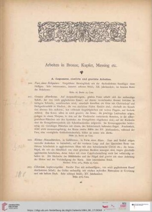 Arbeiten in Bronze, Kupfer, Messing etc. (Nr. 200 - 264)