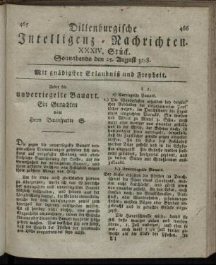 XXXIV. Stück. Sonnabends den 25. August 1798.
