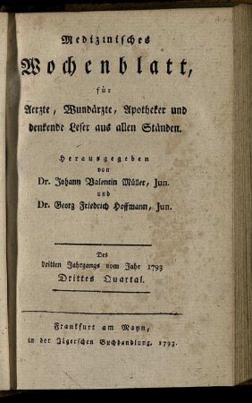 Des dritten Jahrgangs vom Jahr 1793 Drittes Quartal.