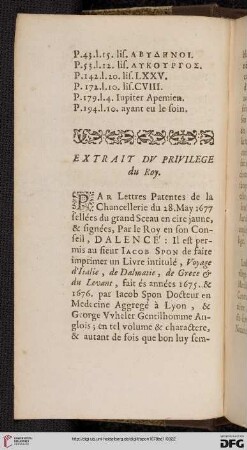 Extrait du privilege du Roy