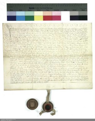 Revers Georg Ludwigs Burggraf von Kirchberg zu Farnroda bezüglich der Belehnung mit dem Hof Burbach durch Bernhard Gustav Markgraf von Baden[-Durlach], Abt von Fulda