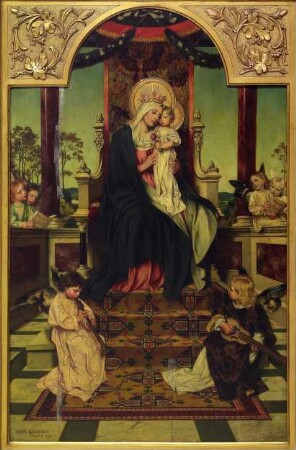 Madonna auf dem Throne mit singenden und musizierenden Engeln