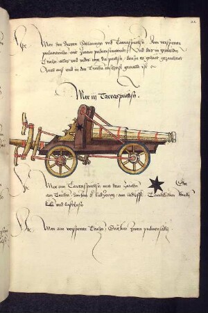 Tarrasbüchse auf Wagen